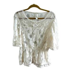 Bohemian lace/dolman sleeve blouse by Endless Designs Sz Large